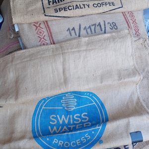Used Coffee Bean Burlap Bags - Burlap Coffee Bags - Coffee bean sack - organic recycling upcycle