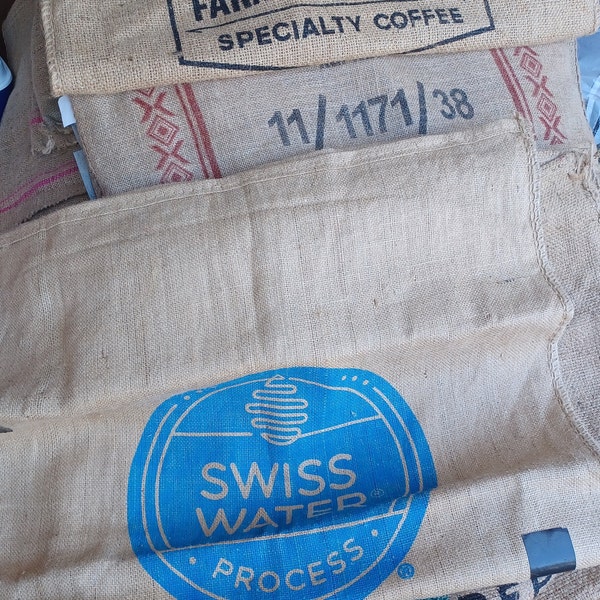 Used Coffee Bean Burlap Bags - Burlap Coffee Bags - Coffee bean sack - organic recycling upcycle