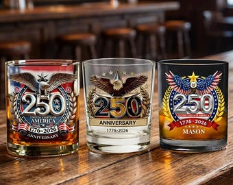 250° anniversario degli Stati Uniti, 4 luglio, bicchiere da whisky da 325 ml, regalo per uomo, nome personalizzato, tazza patriottica regalo per lui, decorazione patriottica