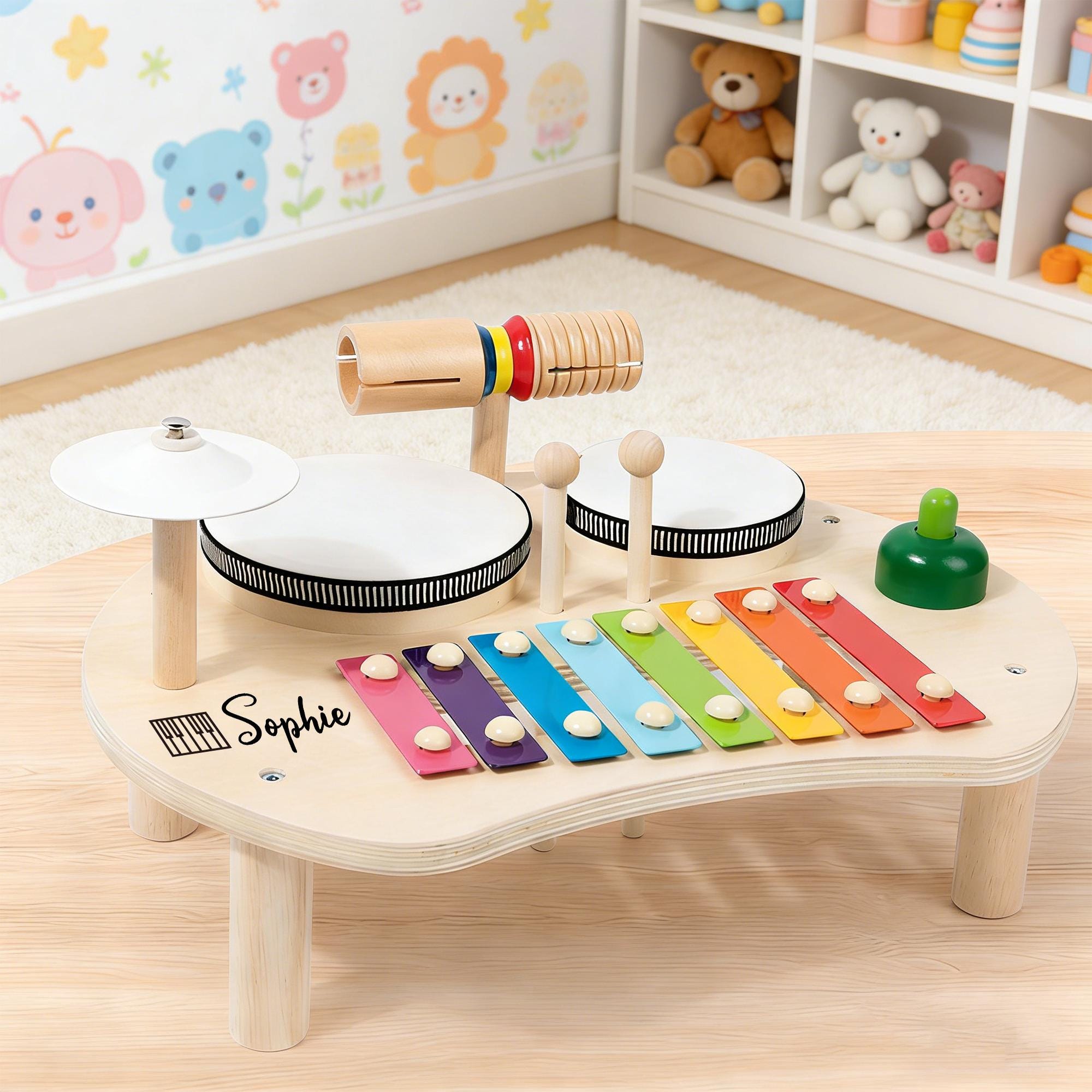 Apritsce Kinderdrumset, muziek, kinderspeelgoed van hout
