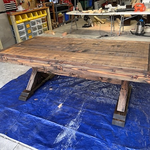Handmade Rustic Farmhouse Dining Table: Solid Pine, Custom Stain - Etsy