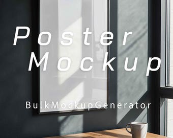 Vertical Office Poster Frame Mockup | Minimal Wall Art Mockup | Home Decor Mockup for Etsy Sellers