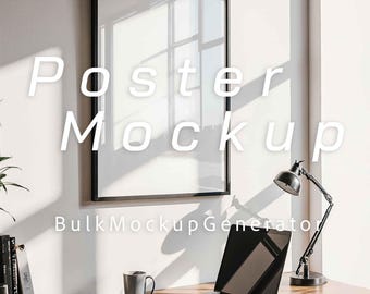 Vertical Office Poster Frame Mockup | Minimal Wall Art Mockup | Home Decor Mockup for Etsy Sellers