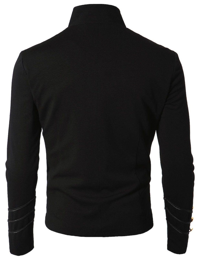Gothic Black Military Napoleon Jacket with Lace Trim | Wool Cotton Blend Military Jacket