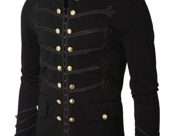 Napolian Style Renaissance Military Zipper Jacket for Men - Grey