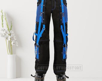 Männer Gothic Hose STEP CHAIN PANT Blaue Hose