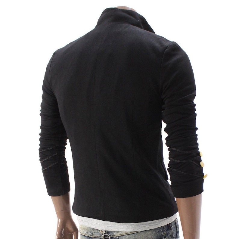 Gothic Black Military Napoleon Jacket with Lace Trim | Wool Cotton Blend Military Jacket