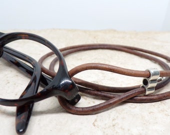 Eyeglasses Necklace, Lanyard, Leather Cord, Eyeglass Loop, 28-36 inch, Eyeglass Holder, Eyeglass Chain