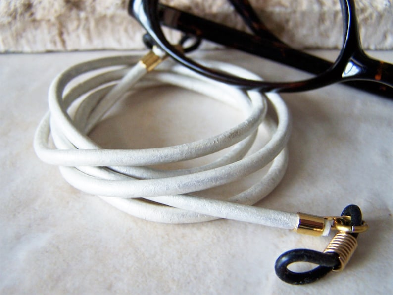 Gold Leather Eyeglasses Cord Custom Length 2436 Inch 3mm Etsy