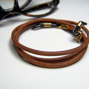 Antique Eyeglasses Cord, 3mm Leather, Eyeglass Chain, Eyeglass Necklace, Custom Length 24-36 Inches, Chain for Glasses, by Eyewearglamour
