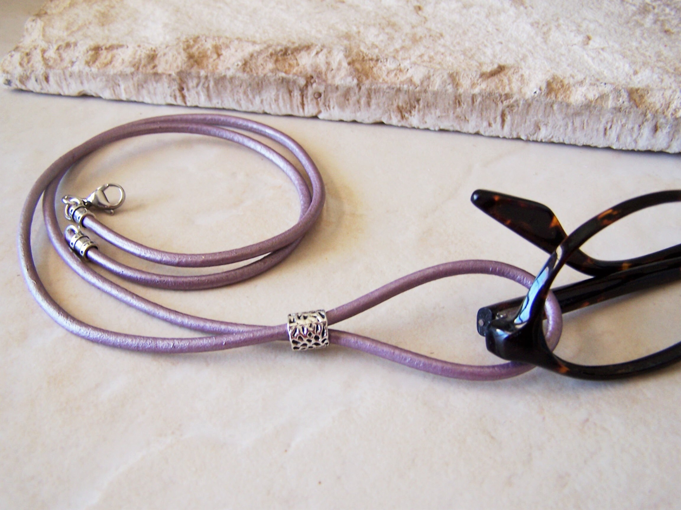 Eyeglass Loop 2636 inch Cream Leather Cord Eyeglasses Etsy