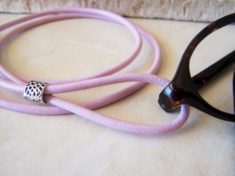 Black Leather Eyeglasses Necklace, Lanyard, Eyeglass Loop, 2836 Inch