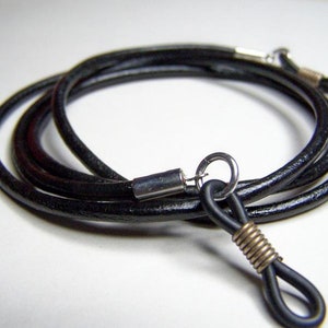 Black, Eyeglass Chain, 3mm Leather, Eyeglass Cord, Eyeglass Necklace, 24-36 Inches, Chain for Glasses, by Eyewearglamour