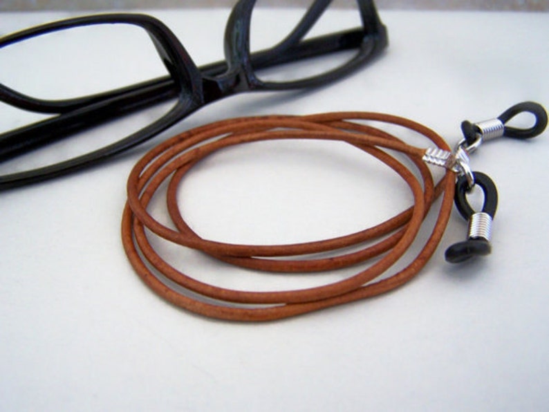 Unisex Eyeglasses Cord 2mm Leather Black, Antique Tan, Brown, 2436