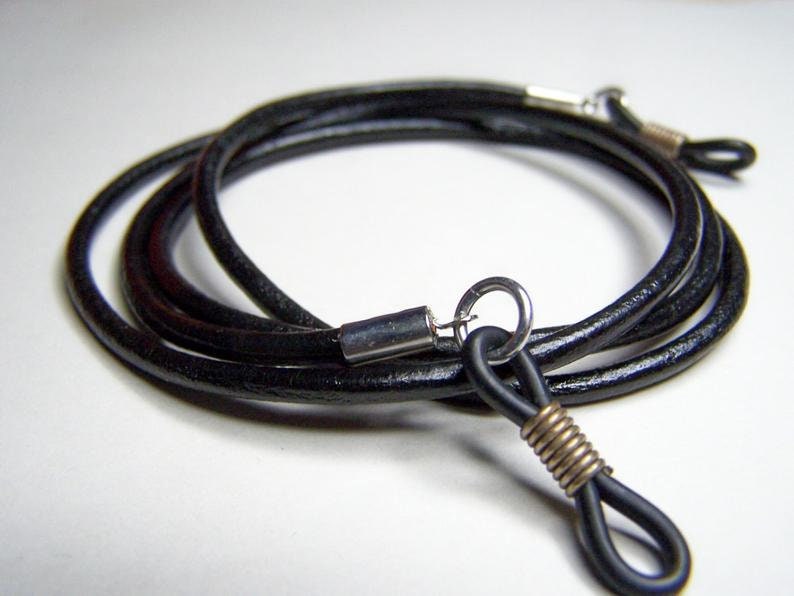 Gold Leather Eyeglasses Cord Custom Length 2436 Inch 3mm Etsy