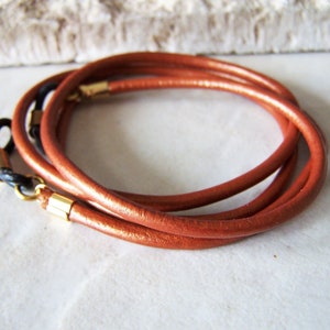 Copper Leather Eyeglass Chain, 3mm Eyeglass Cord, Eyeglass Necklace, Custom Length 24-36 Inches, Chain for Glasses,