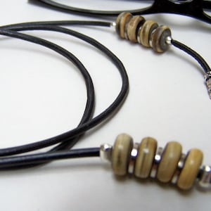 Mens Chain for Glasses- Natural Horn Beads, 2mm Leather Cord, Eyeglass Leash, by Eyewearglamour