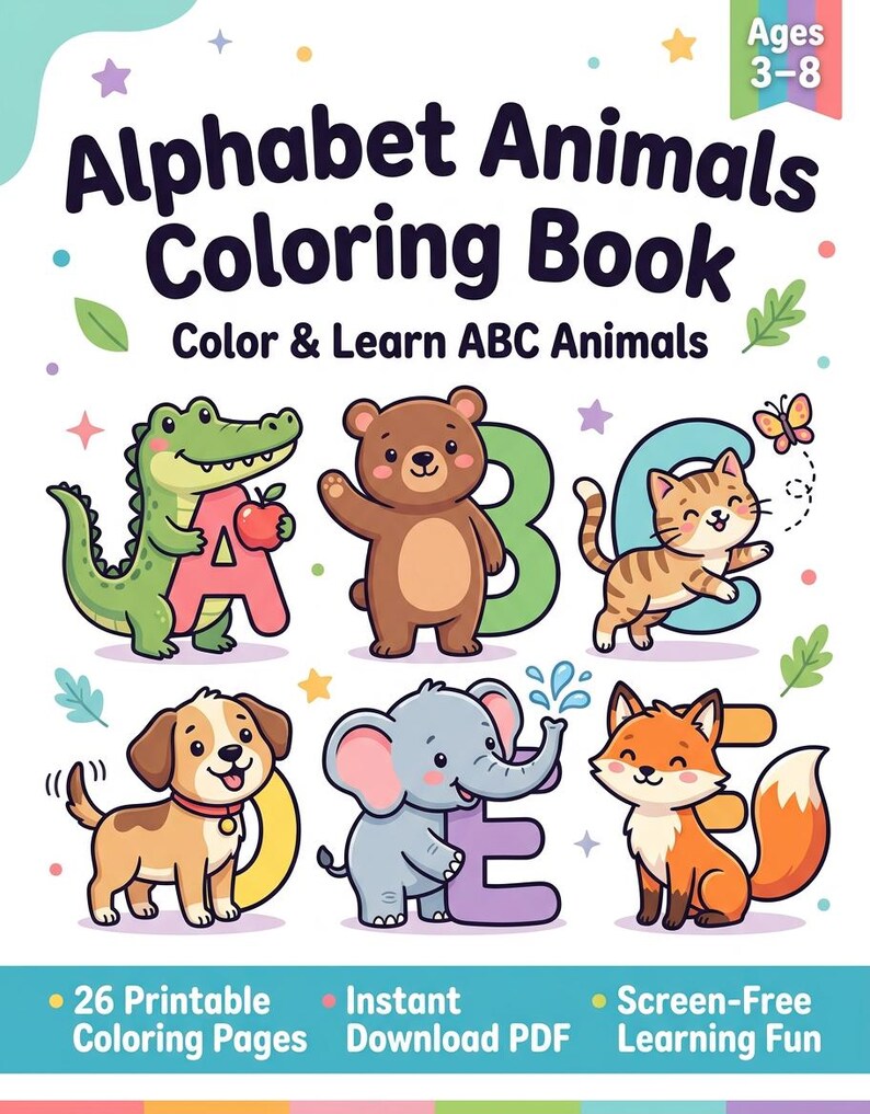 ABC Animals Coloring Book Printable | Educational Coloring Pages for ...