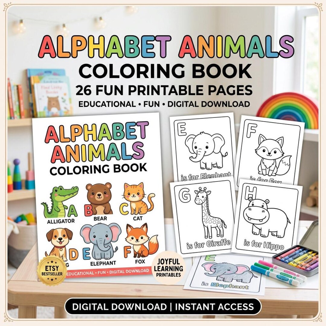 ABC Animals Coloring Book Printable | Educational Coloring Pages for ...