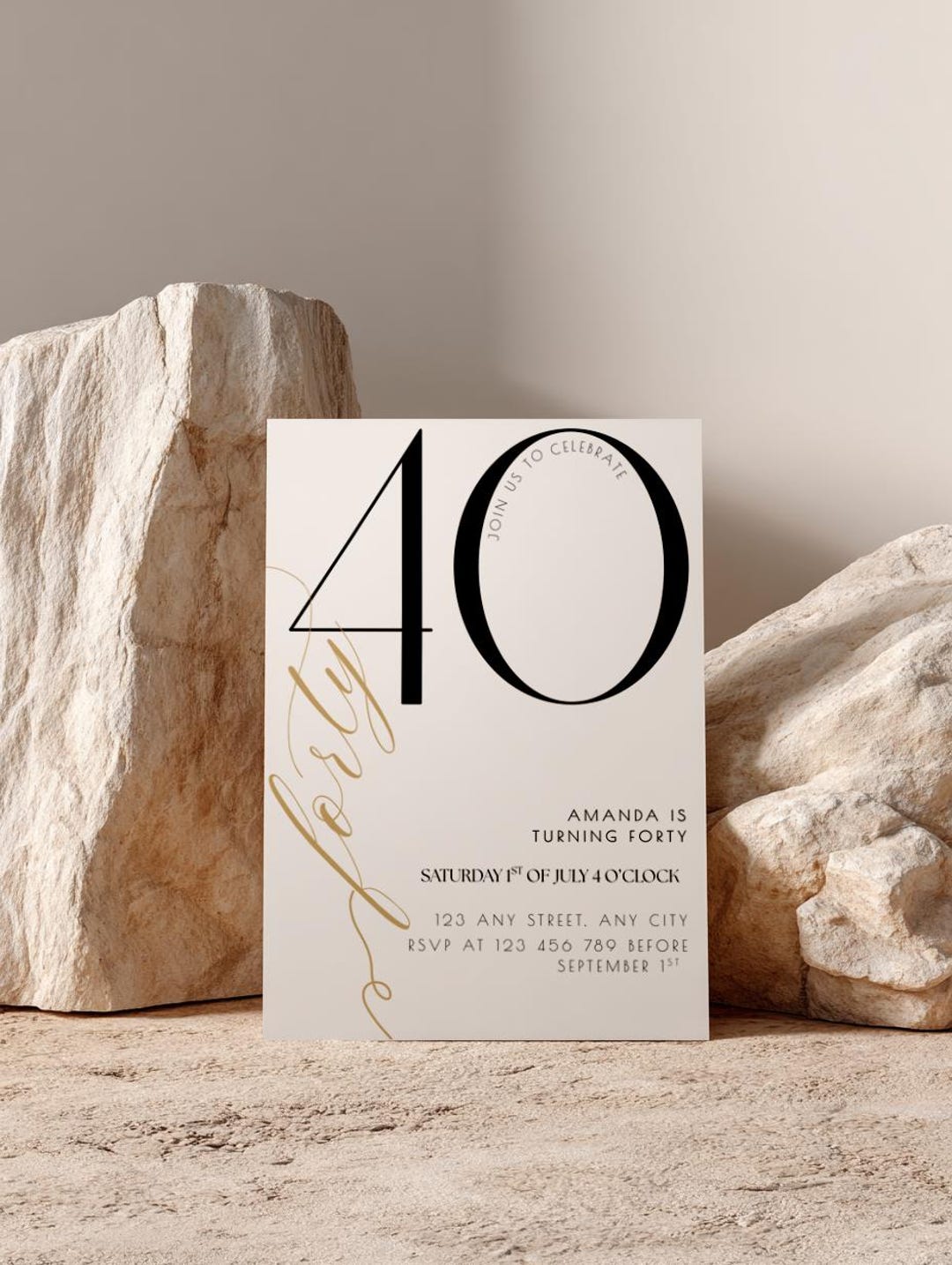 40th Birthday Invitation Template Elegant Modern Birthday Invite Clean ...