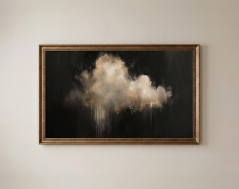 Moody Cloud Samsung Frame TV Art, Gold and Black Dark Academia, Romantic Cottagecore, Gothic Vintage Style Oil Painting, Digital Download