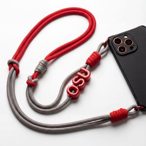 Sac à main Gameday 3 en 1/tour de téléphone/tour de cou perlé, bretelles/bracelet personnalisés aux couleurs de l'école pour fans, étudiants, diplômés, anciens élèves, rouge et gris