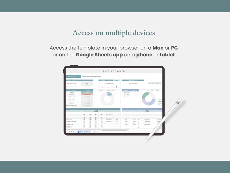 thesis tracker spreadsheet for tablet, phone, mac, pc