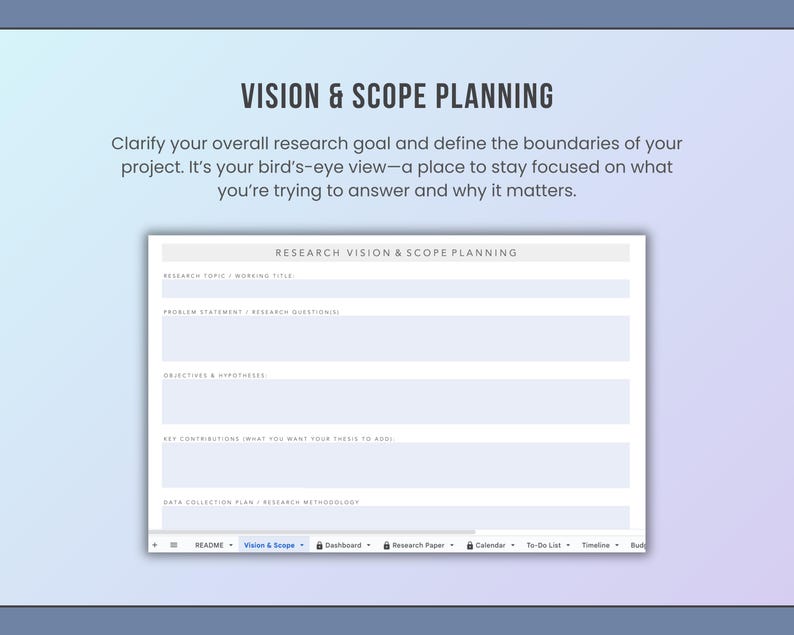 research vision and scope planning document