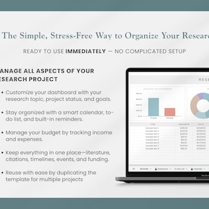 research organizer template in google sheets to manage dissertation, project timeline, student budget