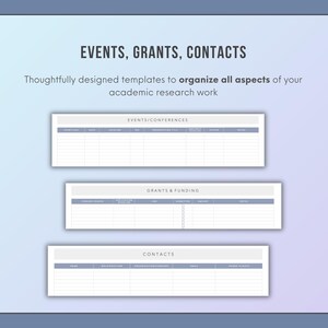 student events, research grants, and contacts for student planner spreadsheet