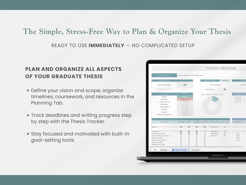 graduate student thesis planner spreadsheet to track thesis writing