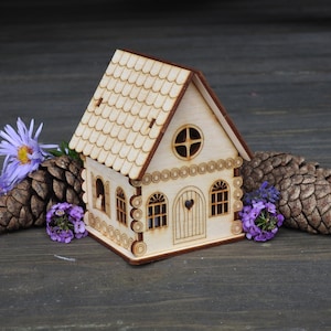 Wooden candle holder &quot;Cat home&quot;.  Vector files, for laser cut, cnc, digital files CDR, DXF