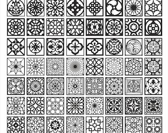 Square Panels collection 37, Geometric mandala, round patterns. Vector files, for laser cut, cnc. CDR, EPS, svg, ai, plt, png