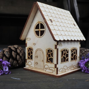 Wooden candle holder &quot;Shack&quot;. Vector files, for laser cut, cnc, digital files CDR, DXF