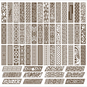 Panel collection 17, geometric and floral pattern 1:4 . Vector files, digital files CDR, dxf, eps, svg, ai, plt. Panel set