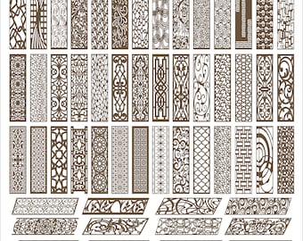 Panel collection 17, geometric and floral pattern 1:4 . Vector files, digital files CDR, eps, svg, ai, plt. Panel set