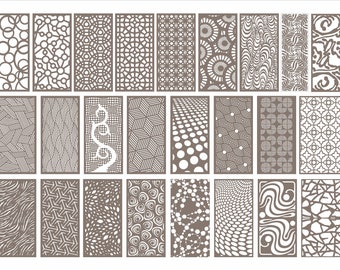 Panels collection 2, Round and abstract patterns. Vector files, for laser cut, cnc, digital files CDR, EPS, svg, ai, plt. Panel set