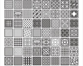 Square Panels collection 33, Fine geometric patterns. Vector files, for laser cut, cnc. CDR, EPS, svg, ai, plt