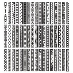 パネルコレクション 24、スリムパネル、幾何学模様。ベクターファイル、デジタルファイル CDR、dxf、eps、svg、ai、plt。パネルセット