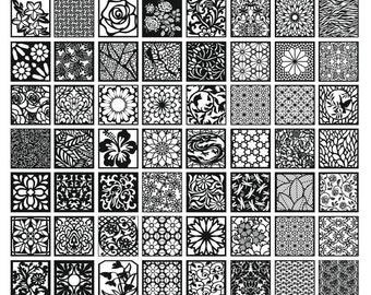 Square Panels-collectie 35, bloemmotieven. Vectorbestanden, voor lasergesneden, cnc. CDR, DXF, EPS, svg, ai, plt, png