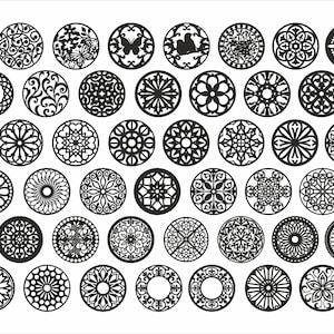 Può includere: Un set di 50 disegni circolari in bianco e nero con motivi intricati. I disegni sono perfetti per il taglio laser, l'incisione o la gravure.