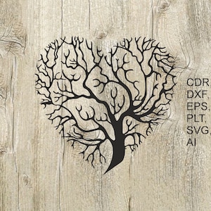 Vektordatei 061, Baumherz, für Laser geschnitten, cnc, digitale Dateien cdr, dxf, eps, ai, svg, plt