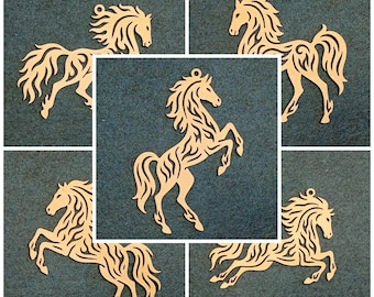 Kerstversiering Paarden. Jaar van het paard. Brandpaard. Vectorbestanden lasergesneden, cnc, cricut, digitale bestanden cdr dxf eps ai plt svg. hanger: