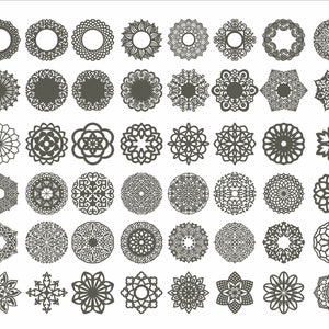 Mandala coasters 48 pc. set. Collection 42. Geometric Vector files, for laser cut, cnc. CDR, DXF, EPS, svg, ai, plt