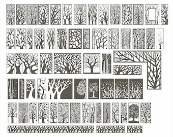 Panels collection &quot;Trees&quot;, Vector files, for laser cut, cnc, cricut, digital files CDR, DXF, EPS, svg. Panel set.  sale