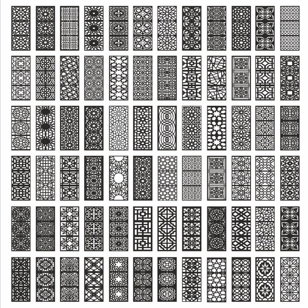 Panel collection 11, "Stained glass" geometric ornaments. Vector files, digital files CDR, dxf, eps, svg, ai, plt. Panel set