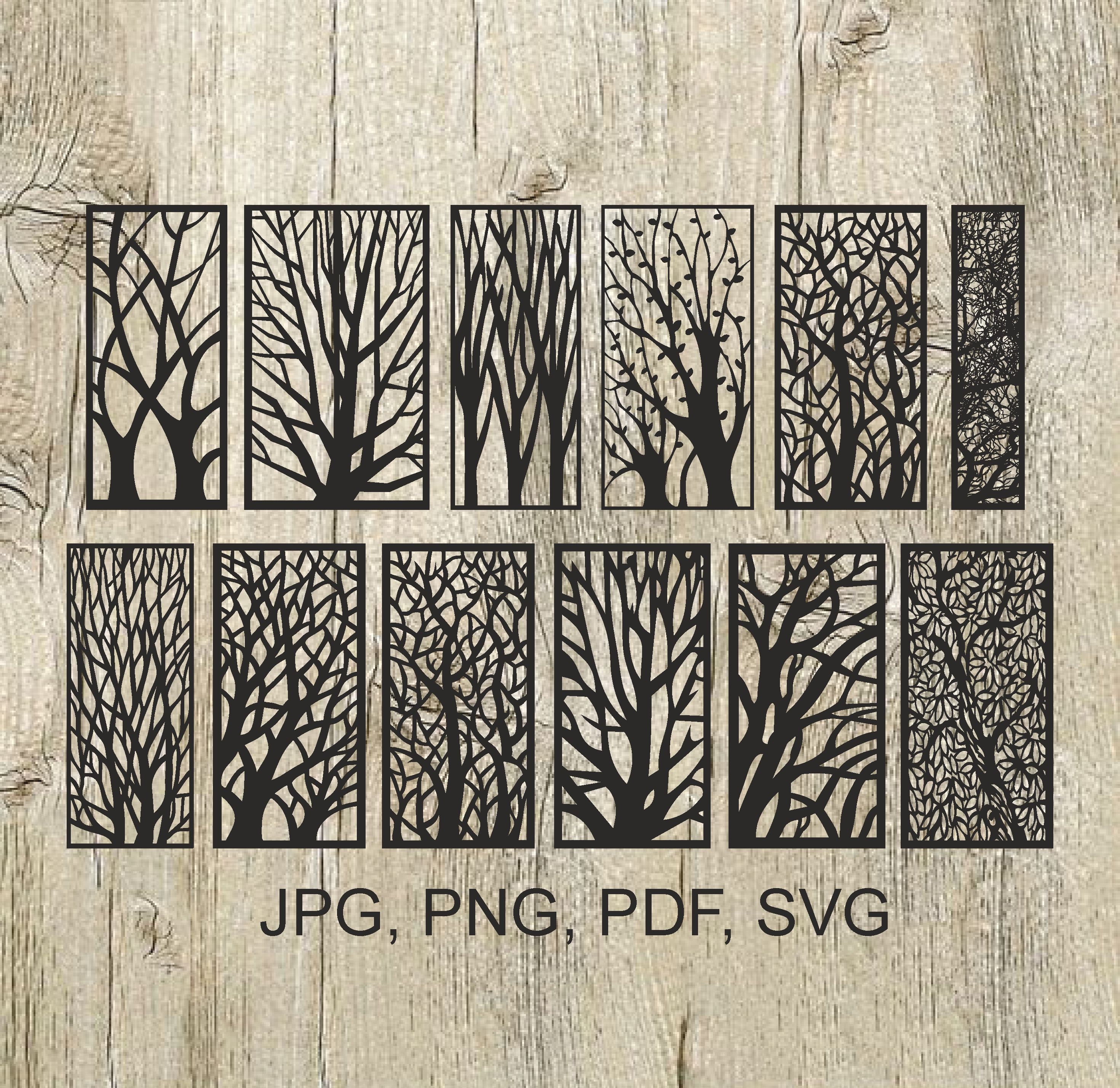 PDF, JPG, PNG, Svg Panel "trees" Set 7. Vector Files - Etsy