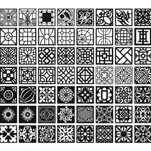 Square Panels collection 38, Geometric and abstract patterns. Vector files, for laser cut, cnc. CDR, DXF, EPS, svg