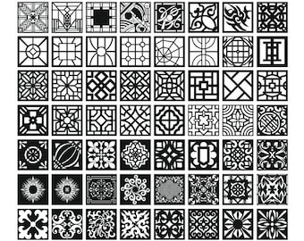 Square Panels collection 38, Geometric and abstract patterns. Vector files, for laser cut, cnc. CDR, EPS, svg