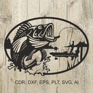 Paneel 086. Vissen en vissers. Vector bestanden, voor laser cut, cnc, digitale bestanden cdr, dxf, eps, ai, svg, plt